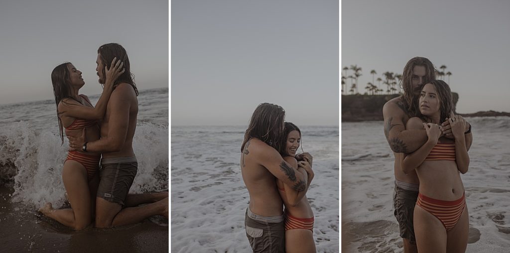 couple kissing in water during couples lifestyle session