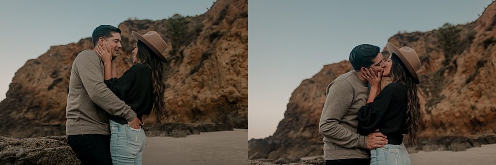 engagement photos of couple on beach